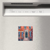 Boston Brownstones Massachusetts Aquarel Magneet (Insitu (Vaatwasser))
