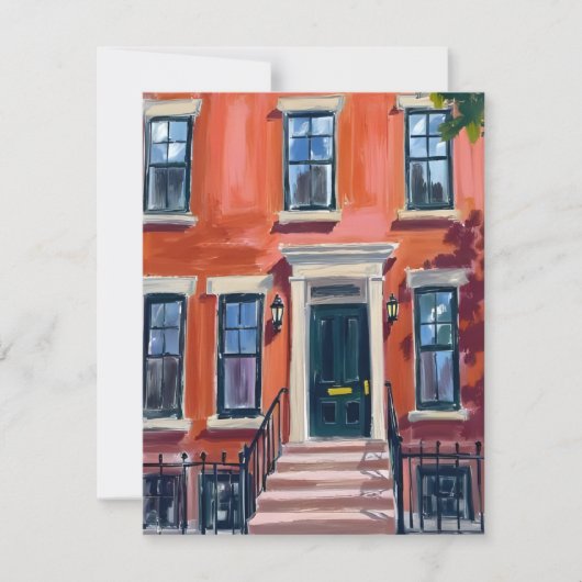 Boston Brownstones Massachusetts Waterverf Kaart (Voorkant)