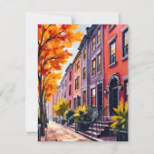 Boston Brownstones Watercolor Massachusetts Kaart (Voorkant)
