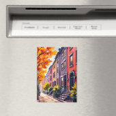 Boston Brownstones Waterverf Massachusetts Magneet (Insitu (Vaatwasser))