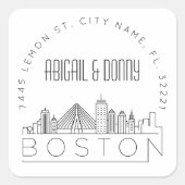 Boston bruiloft | Afdichting van vooraf geadressee Vierkante Sticker (Voorkant)