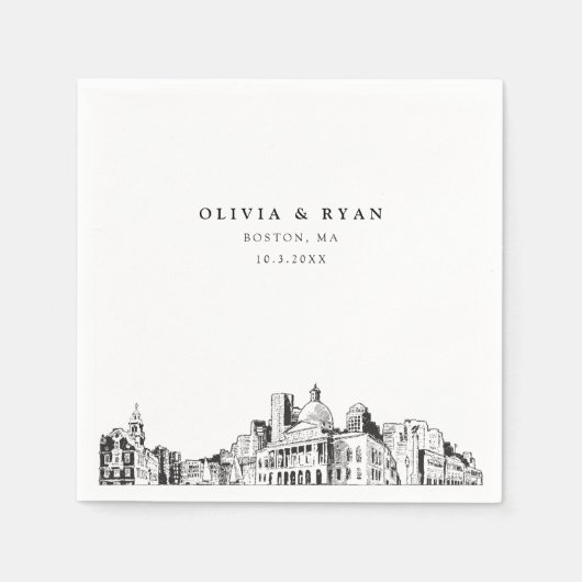 Boston bruiloft cocktail servet (Voorkant)