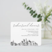 Boston bruiloft elegante schets repetitie diner informatiekaartje (Staand voorkant)