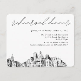 Boston bruiloft elegante schets repetitie diner informatiekaartje