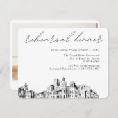 Boston bruiloft elegante schets repetitie diner informatiekaartje (Voorkant / Achterkant)