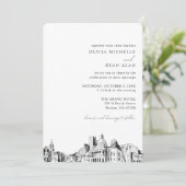 Boston bruiloft elegante skyline uitnodiging (Staand voorkant)