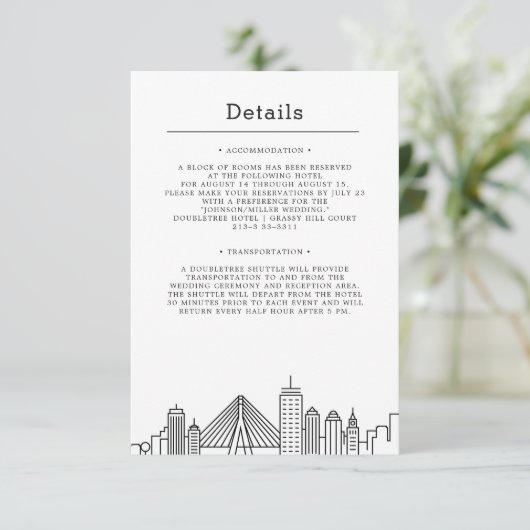 Boston bruiloft | Gegevens van bezoeker Kaart (Staand voorkant)