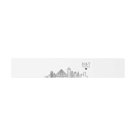 Boston bruiloft | Gestileerde skyline monogram Uitnodigingen Wikkel (Vlak)