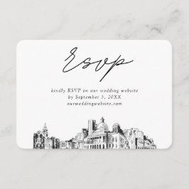 Boston bruiloft minimalistische schets RSVP Informatiekaartje