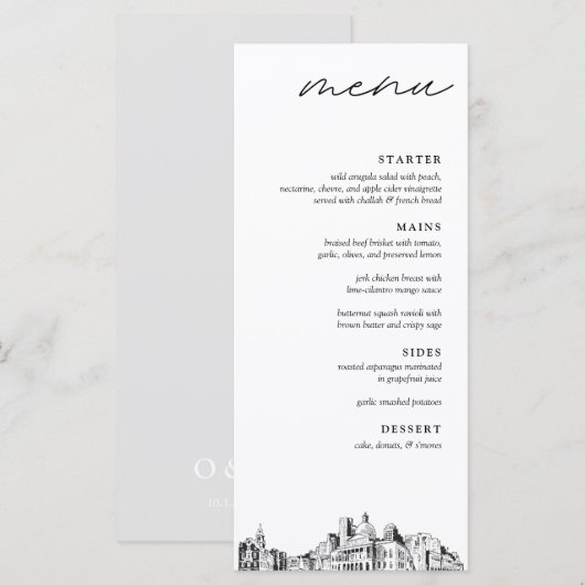 Boston bruiloft receptie diner menu (Voorkant / Achterkant)