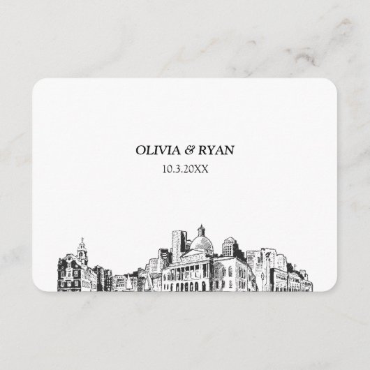 Boston Bruiloft Traditionele RSVP Maaltijd Optie Informatiekaartje (Achterkant)