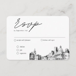 Boston Bruiloft Traditionele RSVP Maaltijd Optie Informatiekaartje