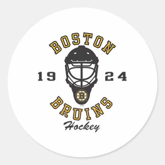Boston Bruins Hockey Mask Gray Officially Licensed Ronde Sticker (Voorkant)
