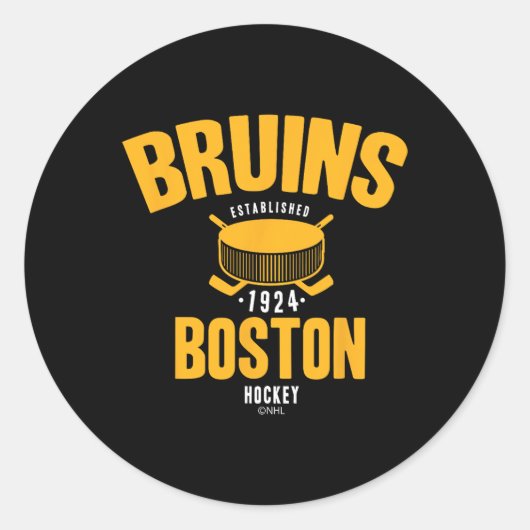 Boston Bruins Hockey Puck Black Officially License Ronde Sticker (Voorkant)