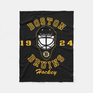 Boston Bruins Hockeymask Zwart Officieel Gelicenti Fleece Deken