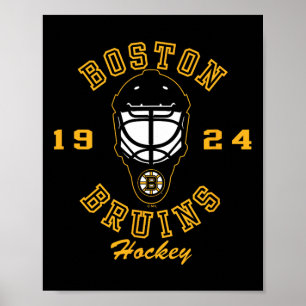 Boston Bruins Hockeymasker Zwart Officieel Gelicen Poster