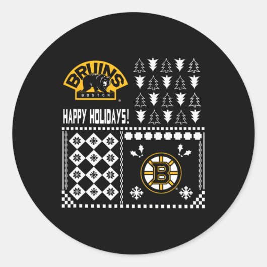 Boston Bruins lelijke kersttrui Ronde Sticker (Voorkant)