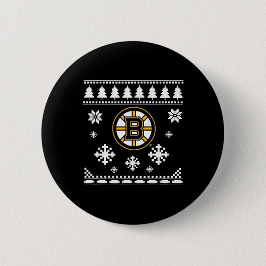 Boston Bruins Lelijke Kersttrui Vakantie Ronde Button 5,7 Cm (Voorkant)