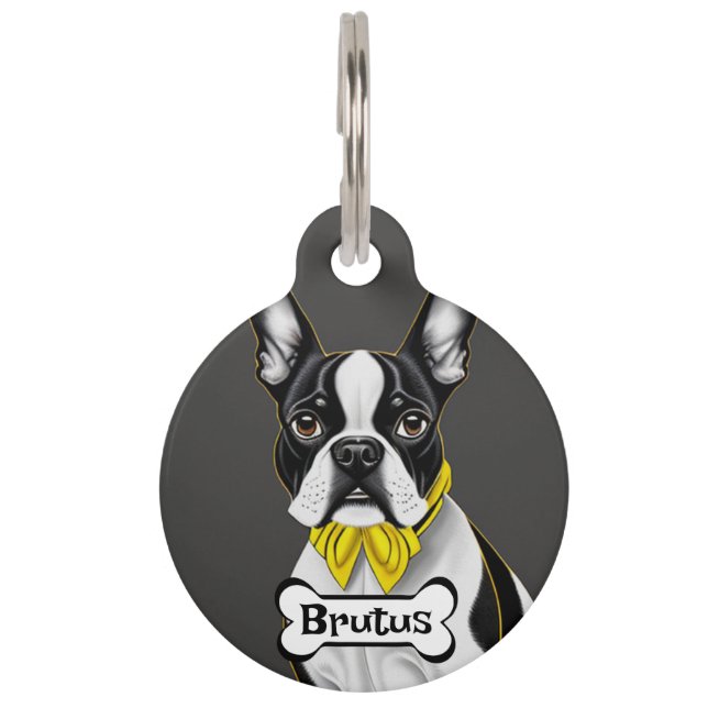 Boston Bull Terrier Personaliseren Huisdierpenning (Voorkant)