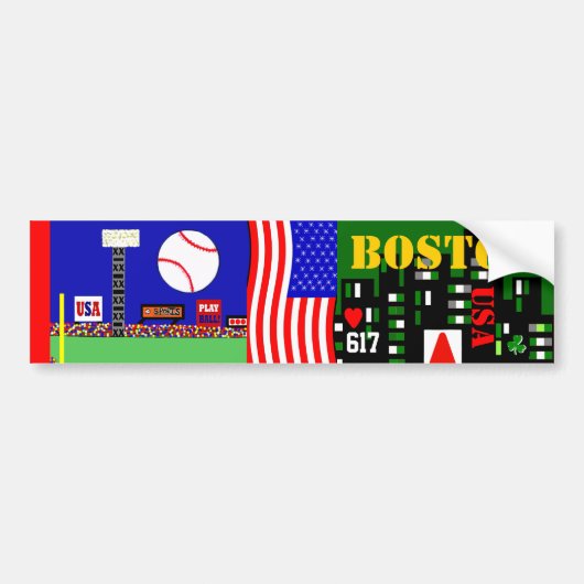 Boston Bumpersticker voor Boston Sports Fan Gift (Voorkant)