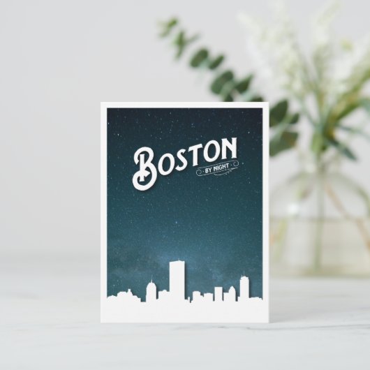 Boston by Night Skyline - Boston, Massachusetts, U Briefkaart (Staand voorkant)