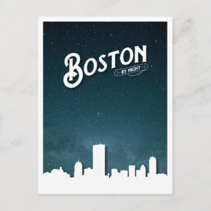 Boston by Night Skyline - Boston, Massachusetts, U Briefkaart