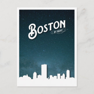 Boston by Night Skyline - Boston, Massachusetts, U Briefkaart