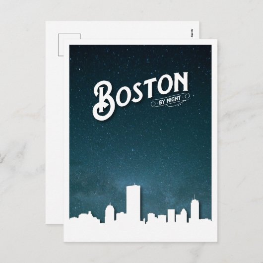 Boston by Night Skyline - Boston, Massachusetts, U Feestdagenkaart (Voorkant / Achterkant)