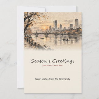 Boston Charles River Inktwaskerst Kerstkaart