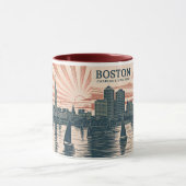 Boston Charles River Zeilboten Skyline Kunst Vinta Mok (Midden)