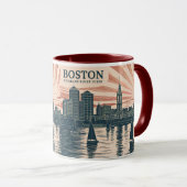 Boston Charles River Zeilboten Skyline Kunst Vinta Mok (Voorkant rechts)