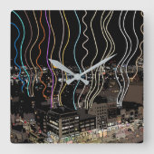 Boston City Lights Vierkante Klok (Voorkant)