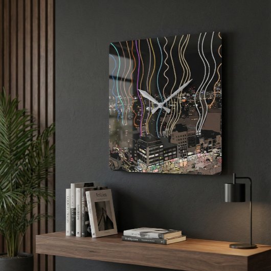 Boston City Lights Vierkante Klok