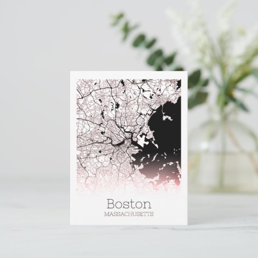 Boston City Map Briefkaart (Staand voorkant)