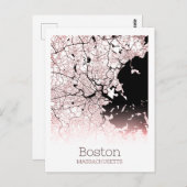 Boston City Map Briefkaart (Voorkant / Achterkant)