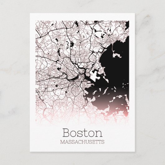 Boston City Map Briefkaart (Voorkant)