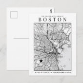 Boston City Map + Locatie Marker Briefkaart (Voorkant / Achterkant)