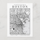Boston City Map + Locatie Marker Briefkaart (Voorkant)