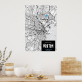 Boston City Map met je locatie Poster (Keuken)
