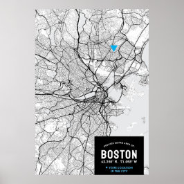 Boston City Map met je locatie Poster