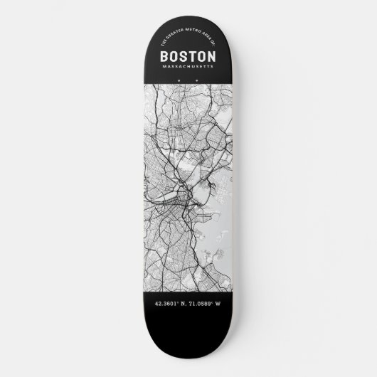 Boston City Map Skateboard (Voorkant)