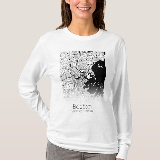 Boston City Map T-shirt (Voorkant)