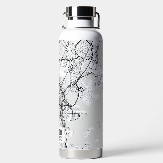 Boston City Map Waterfles (Achterkant)