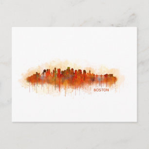 Boston City Massachusetts skyline v3 Briefkaart