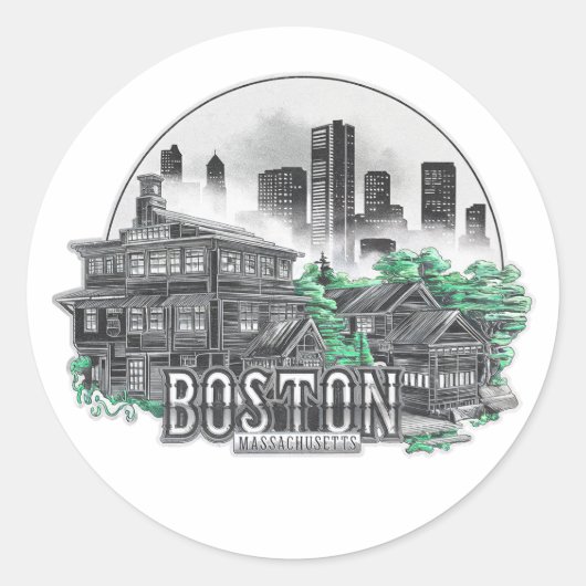Boston City Massachusetts Verenigde Staten Ronde Sticker (Voorkant)