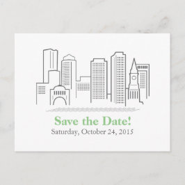 Boston City Skyline Bewaar de datum Aankondigingskaart