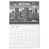 Boston City Skyline, Boston kaart Kalender (Mar 2026)