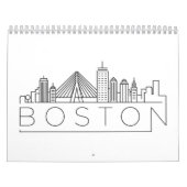 Boston City Skyline, Boston kaart Kalender (Hoes)