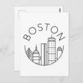Boston City Skyline, Boston kaart skyline (Voorkant / Achterkant)