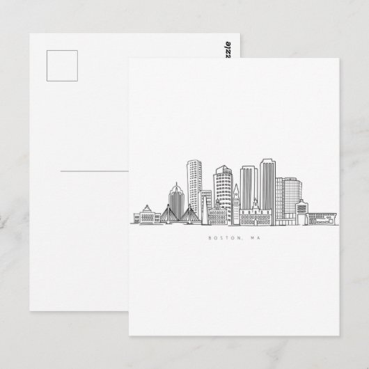Boston City Skyline, Boston kaart skyline (Voorkant / Achterkant)